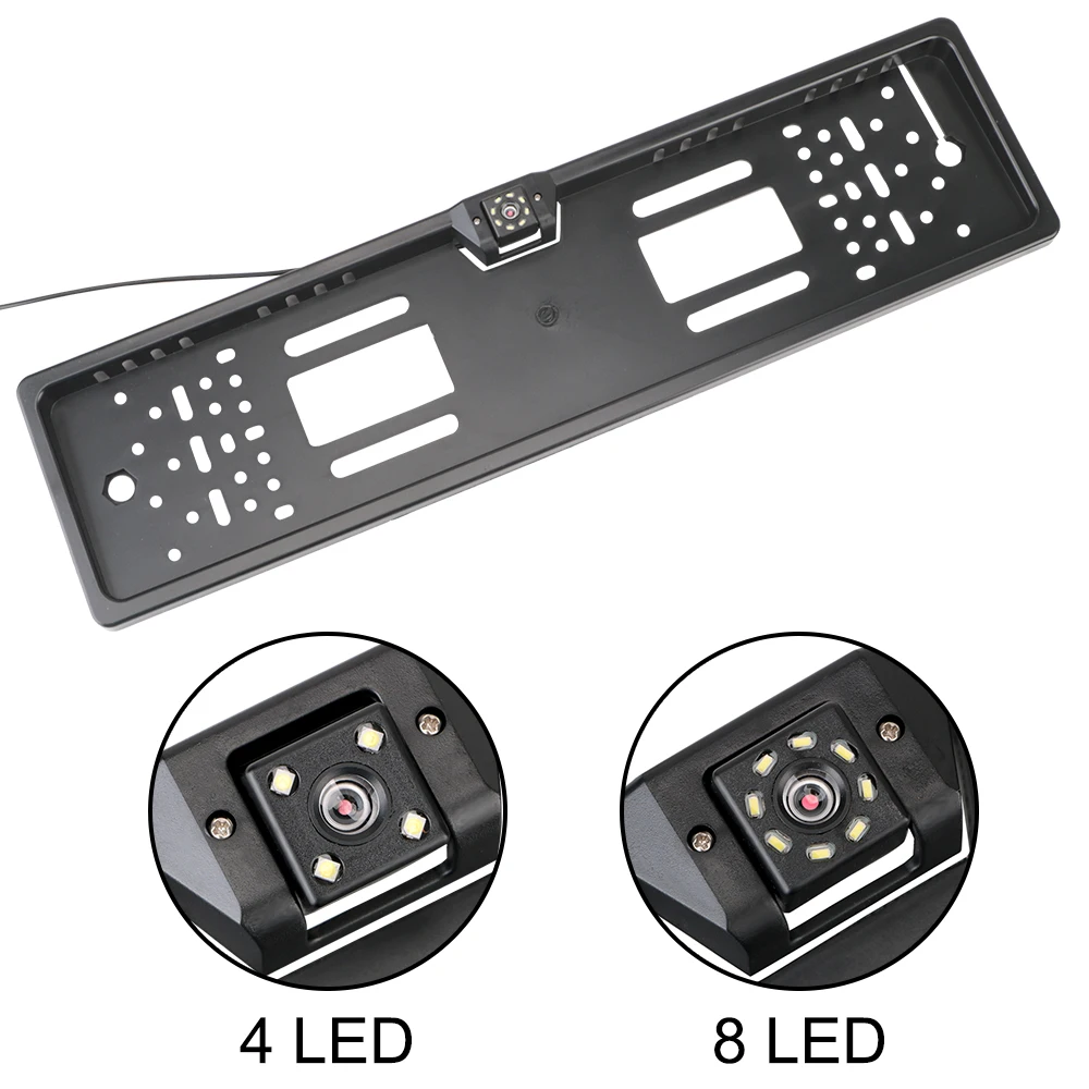 Auto Accessories European Car License Plate Frame Night Vision Car Rear View Camera Universal 4/8 LED Parking Assistance Kit