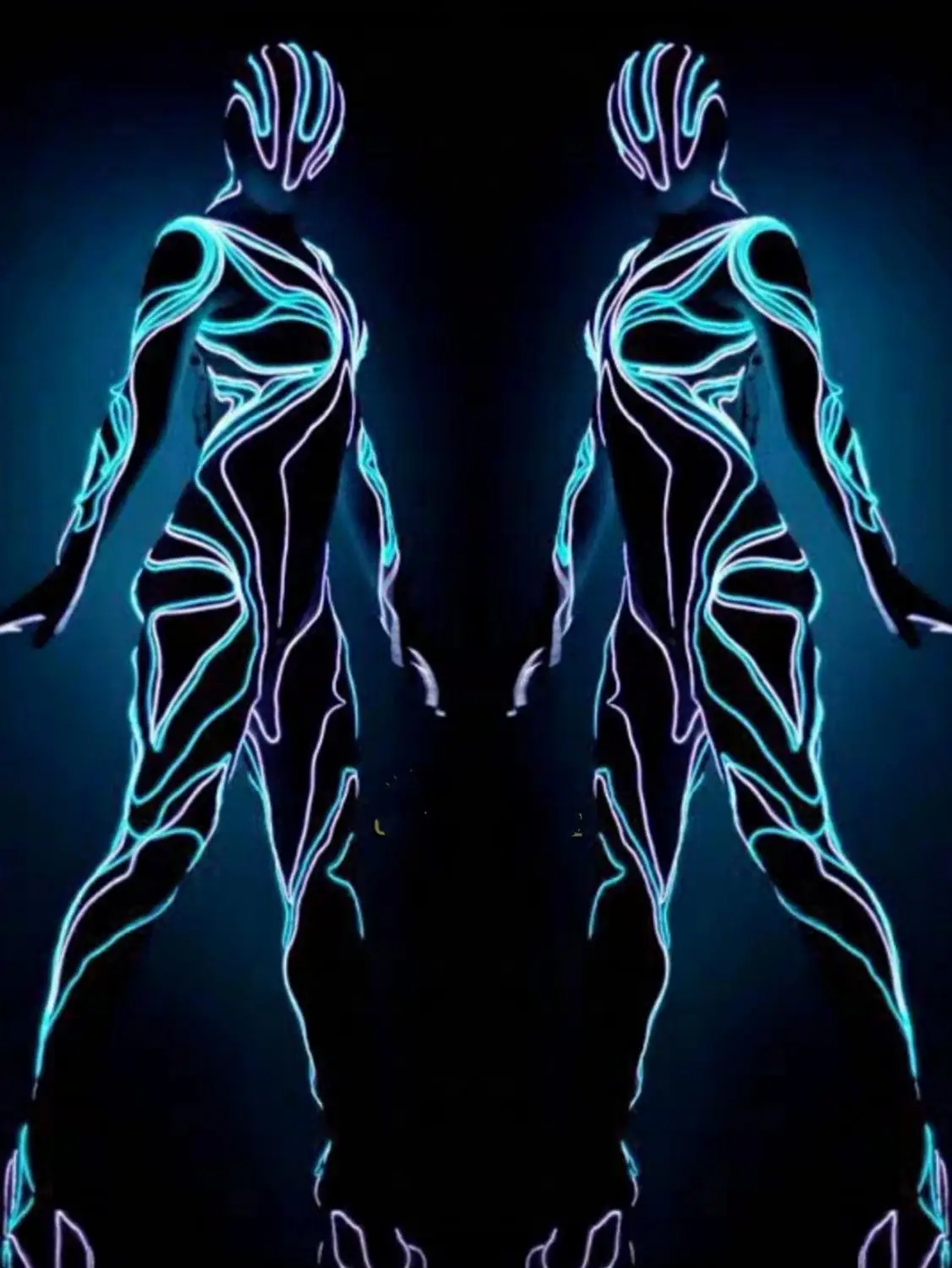 Sexy Lumious  dance bodysuit Stage light show costume LED lighting fluorescent muscle men women jumpsuit