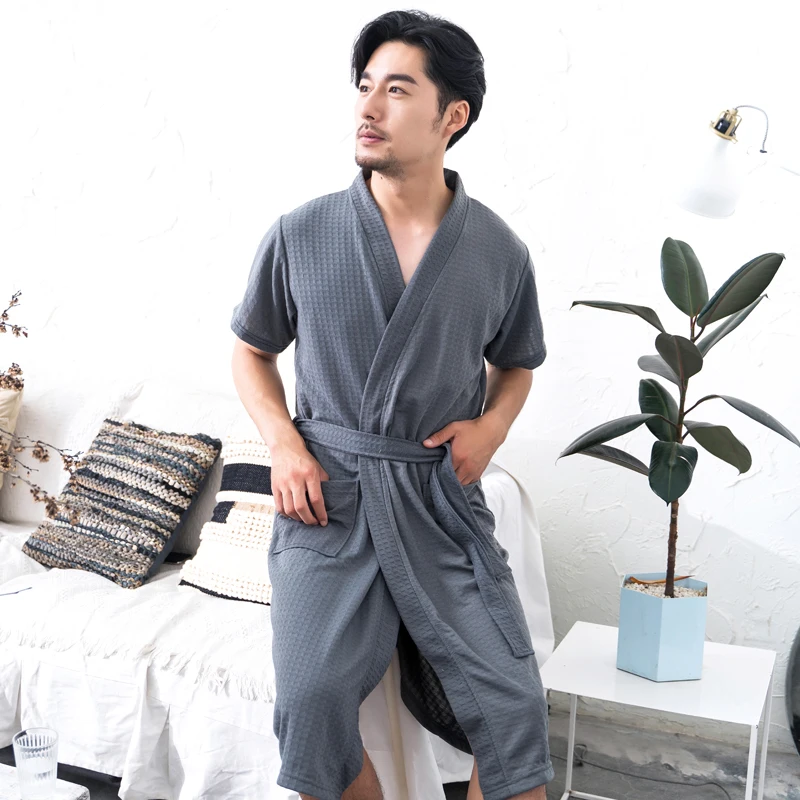 Classic Spring Robe Men Male Autumn 100% Cotton Terry Towel Long Bathrobe Men Hotel Home Elegant Warm Dressing Gown Kimono Robes