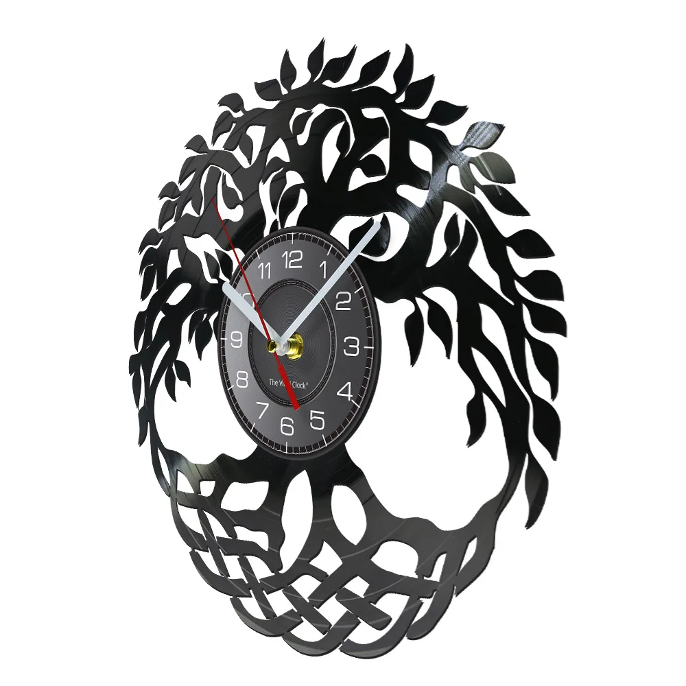 Tree of Life Silent Movement Wall Clock For Living Room Celtic Yggdrasil Symbol Norse Mythology Home Decor Vinyl LP Record Clock
