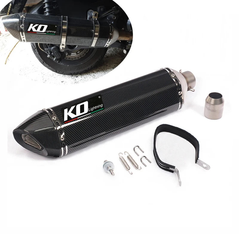 Universal 51MM Exhaust Pipe Motorcycle 570MM Length Muffler Removeble DB Killer Escape Painted in Carbon Fiber Dirt Bike Scooter