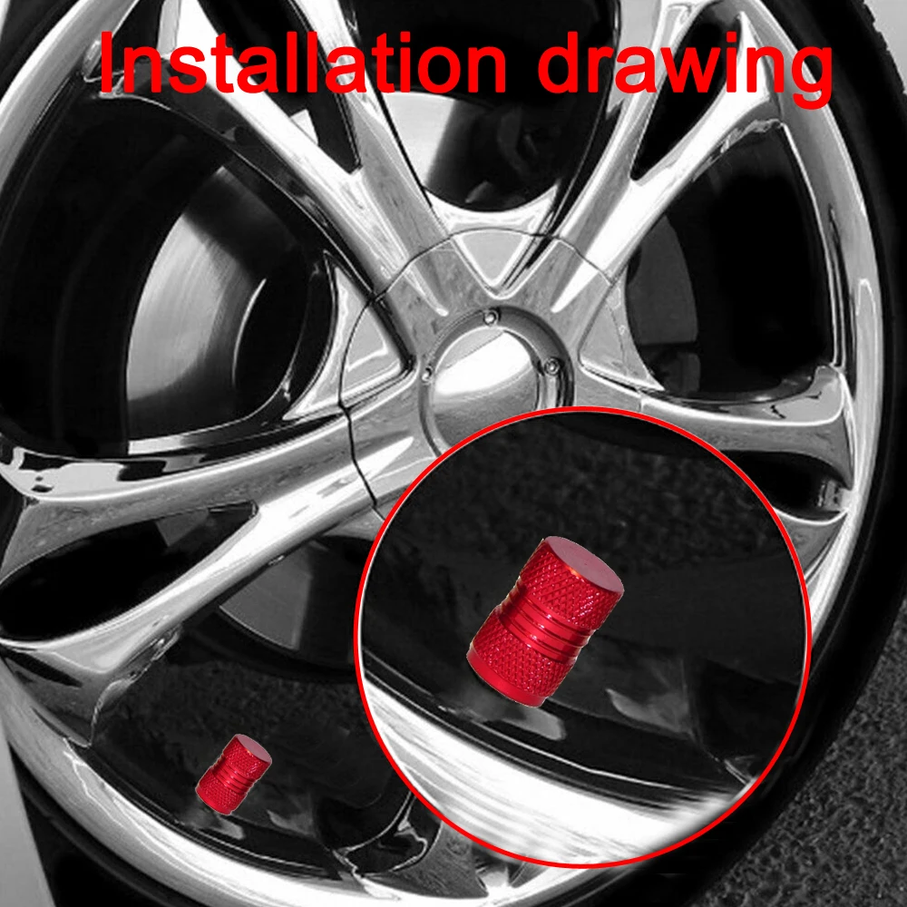 

4pcs Car Auto Vehicle Truck Wheel Tyre Valve Stems Air Dust Cover Screw Cap Motorbike Red Durable Exterior Accessories Universal