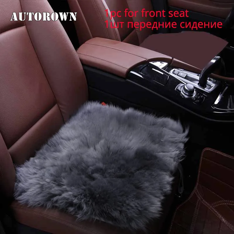 AUTOROWN Natural Australian Sheepskin Car Seat Cover 1 Piece Front Car Seat Universal Size For Most Auto Cushion Cover 4 Seasons