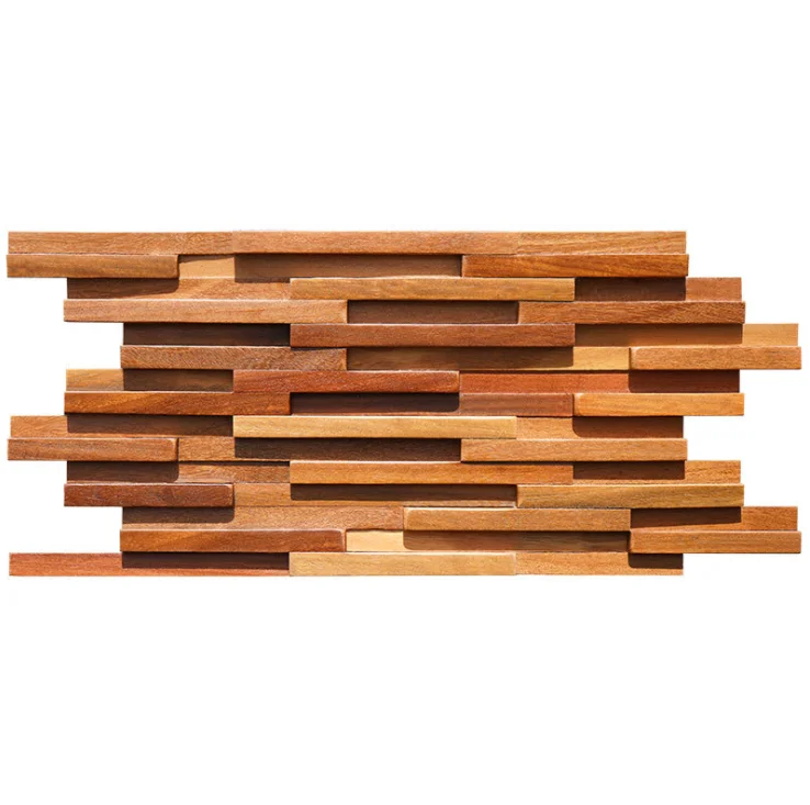 6 PCS Natural Solid Wood Mosaic 3D Wooden Pattern Panel Backsplash Wall Tile DQ113