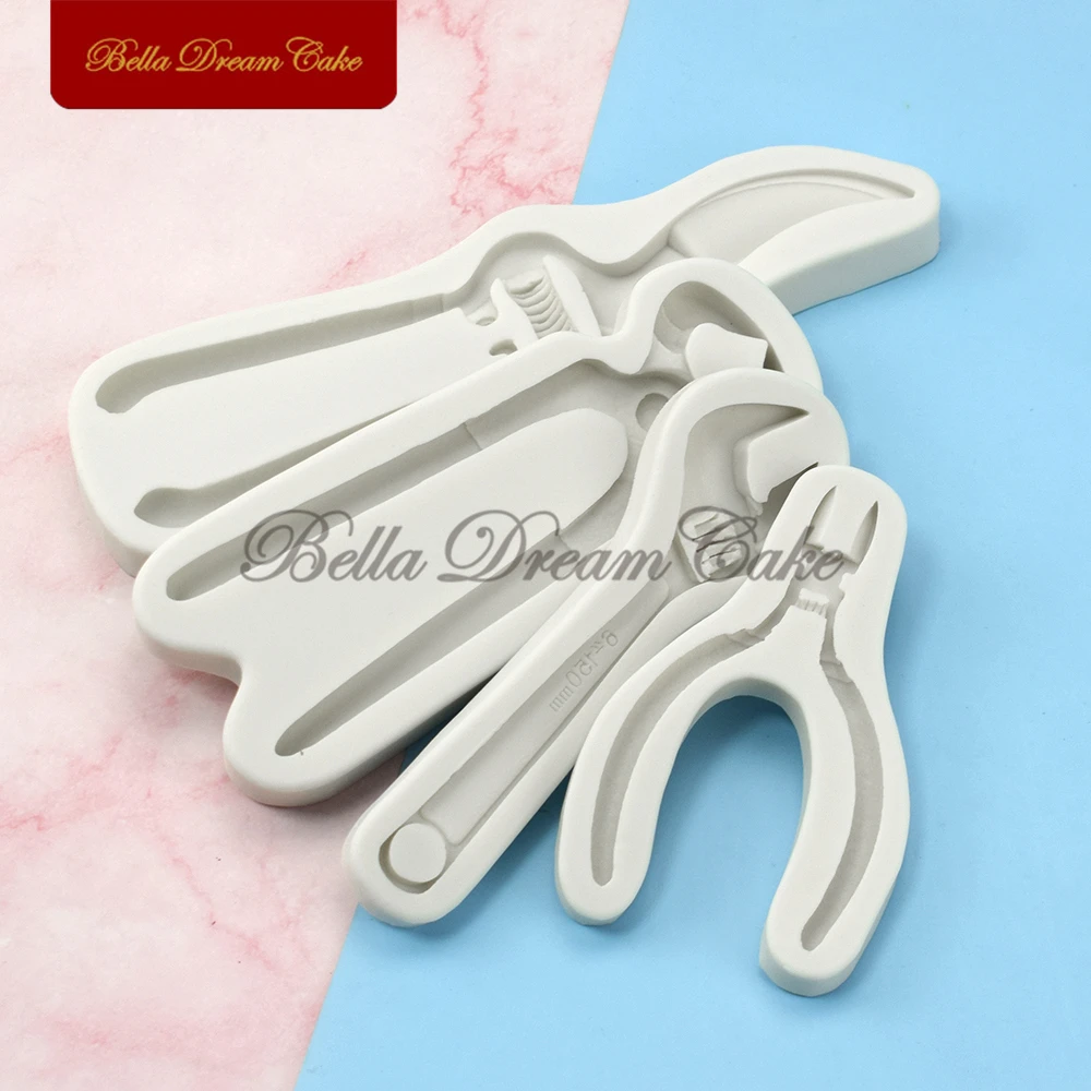 4 Styles Household Tool Wrench Pliers Silicone Mold Fondant Chocolate Candy Moulds DIY Clay Molds Cake Decoration Tools Bakeware