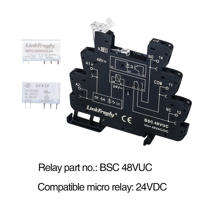 BSC LED Turn Signal Ultra Slim Relay Socket Screw Connection Din Rail Relay Base Holder Vin 5VDC 12VDC 24V 48V 60V 120V 230V