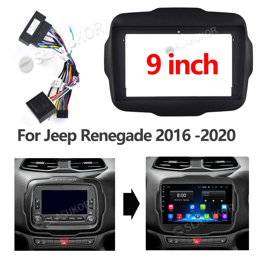 

For Jeep Renegade 2016 2017 2018 2019 2020 Frame Fascias Car DVD Frame Din 9 Inch Player Dashboard Adaptor Refitting Facia Panel