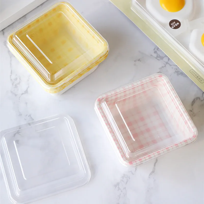 

25pcs Creative thick plastic packaging fruits salad food container lunch box diy baking cake box party tiramisu cup with lid