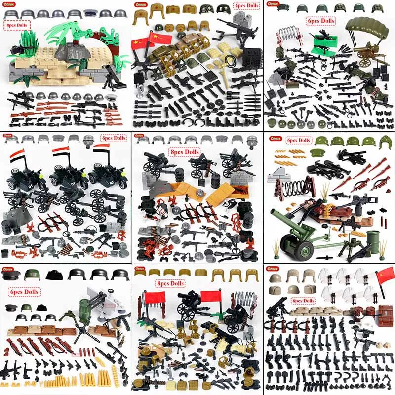 

Oenux World War 2 Series Army Soldiers Military Small Building Block WW2 Mini US British Soviet Figures MOC Brick Toy Kids Gift