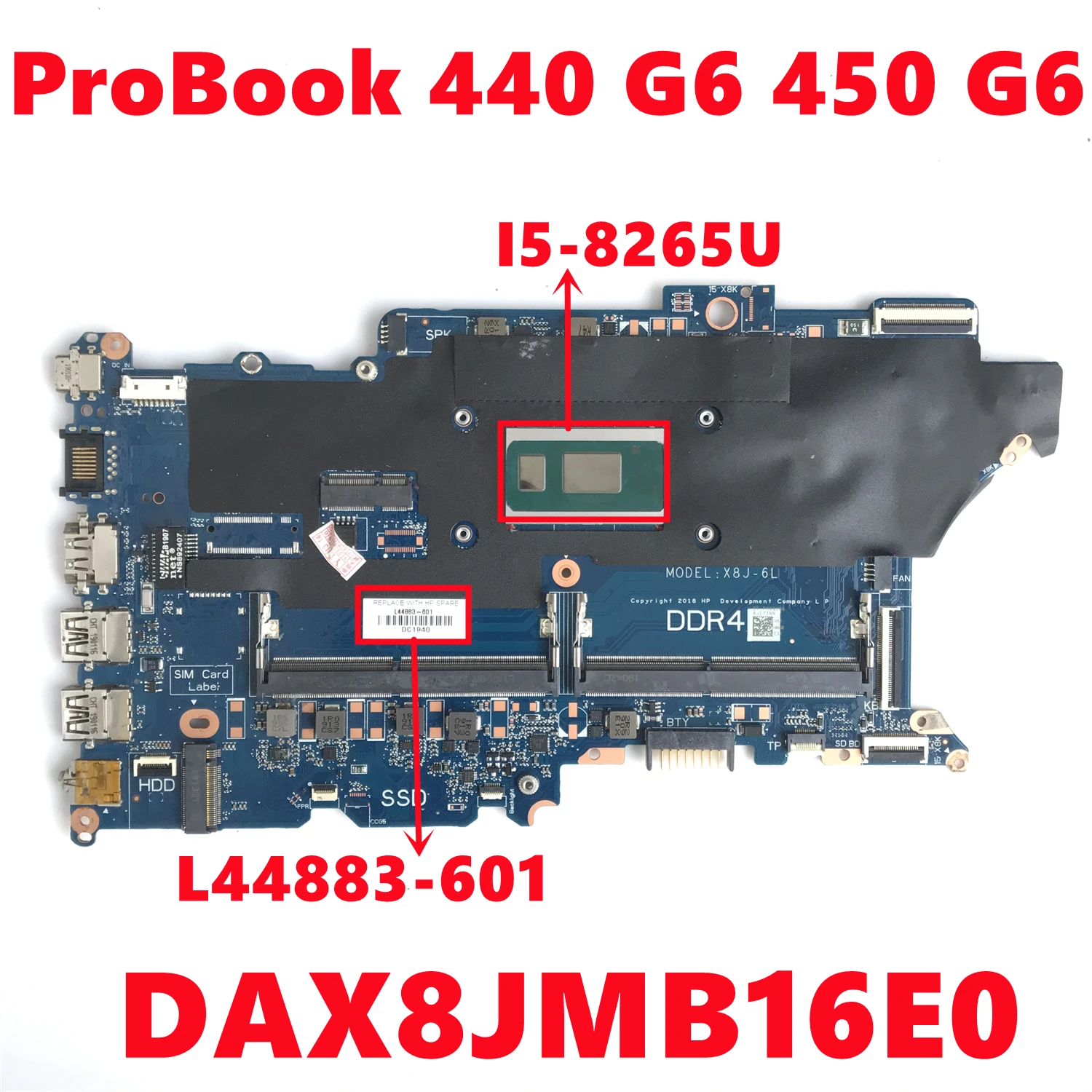 L44883-601 L44883-501 L44883-001 Dành Cho Laptop HP ProBook 440 G6 450 G6 Laptop Bo Mạch Chủ DAX8JMB16E0 Với SRFFX I5-8265U DDR4 100% Được Kiểm Tra