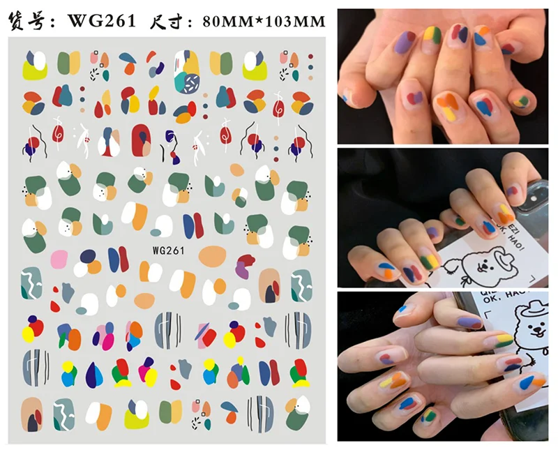 Top Nail Stickers Abstracte Vrouw Ontwerp 3D Nail Art Sticker Decal Stempelen Back Gule Diy Nail Decoratie Gereedschap Accessoires