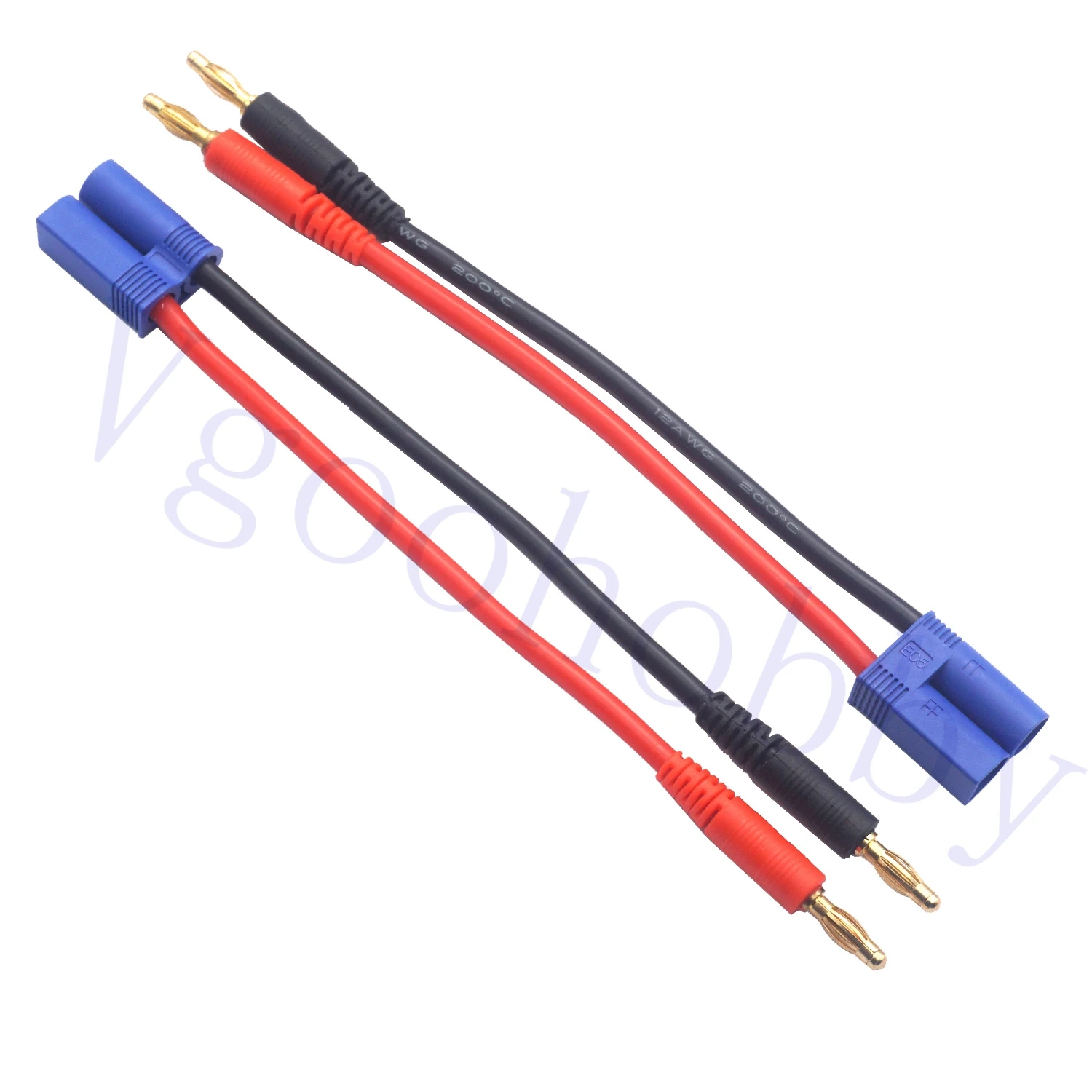 2Pcs 15CM 12AWG EC5 Male Style Plug to 4mm Bullet Banana Connector Battery Charger Cable Wire for RC Models Drone Helicopter