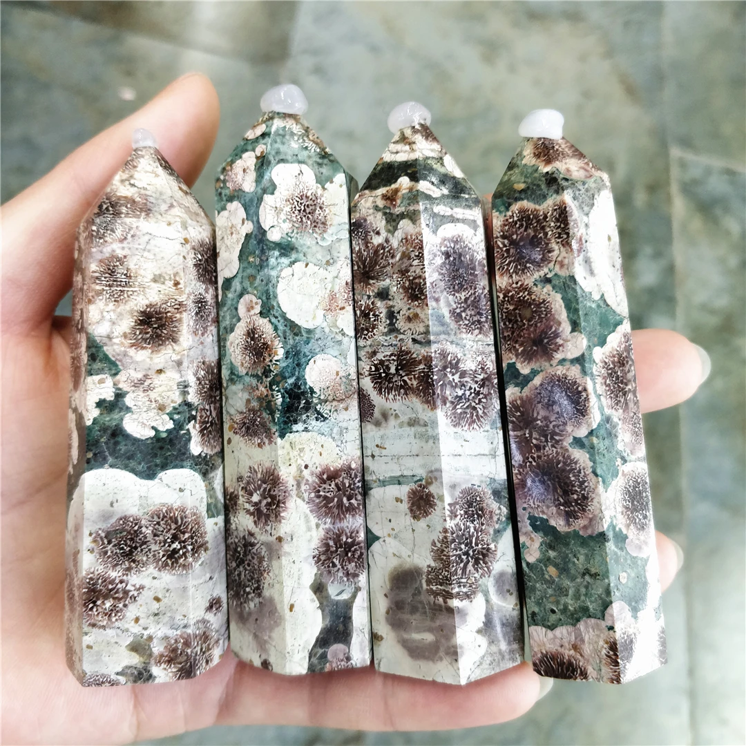 

New Charms Natural Stone Products Firework Agate Obelisk Points Crystal Tower Aesthetic Desk Office Decor Wholesaler Supplies