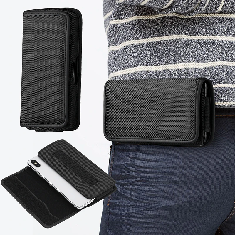 Mannen Telefoon Pouch Opknoping Holster Holder Taille Packs Riem Clip Pouch Case Oxford Doek Pakket Mobiele Heuptas Riem Kleine purs