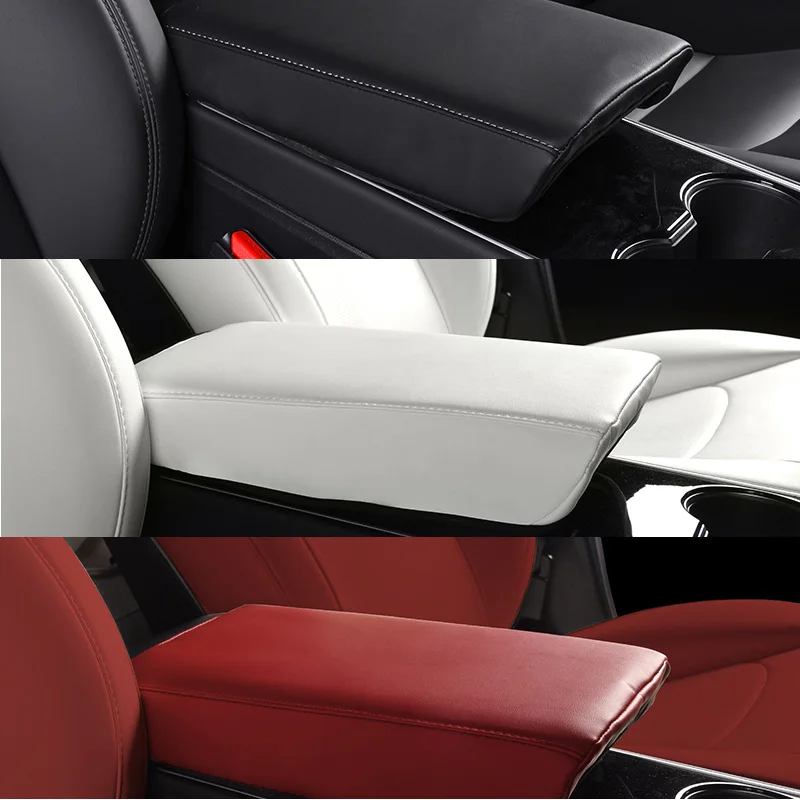 

Console Central Auto Seat Armrest Box Pad Cushion Storage Cover Protection Car Styling Accessories PU Leather For Tesla Model 3