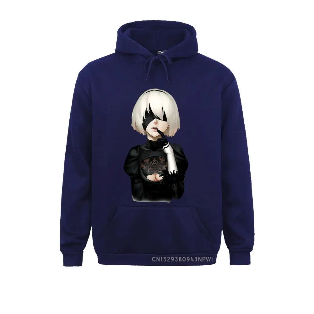 Men's NieR Automata Hoodies YoRHa 2B Game Costume Clothing Funny Long Sleeve Round Collar Coats Birthday Present Hoodies