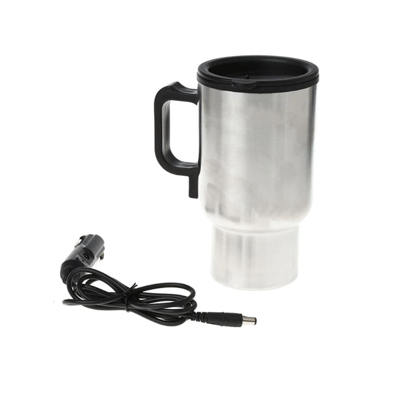 12V Car Heating Cup Stainless Steel Travel Electric Kettle Insulated Heated Thermos Mug