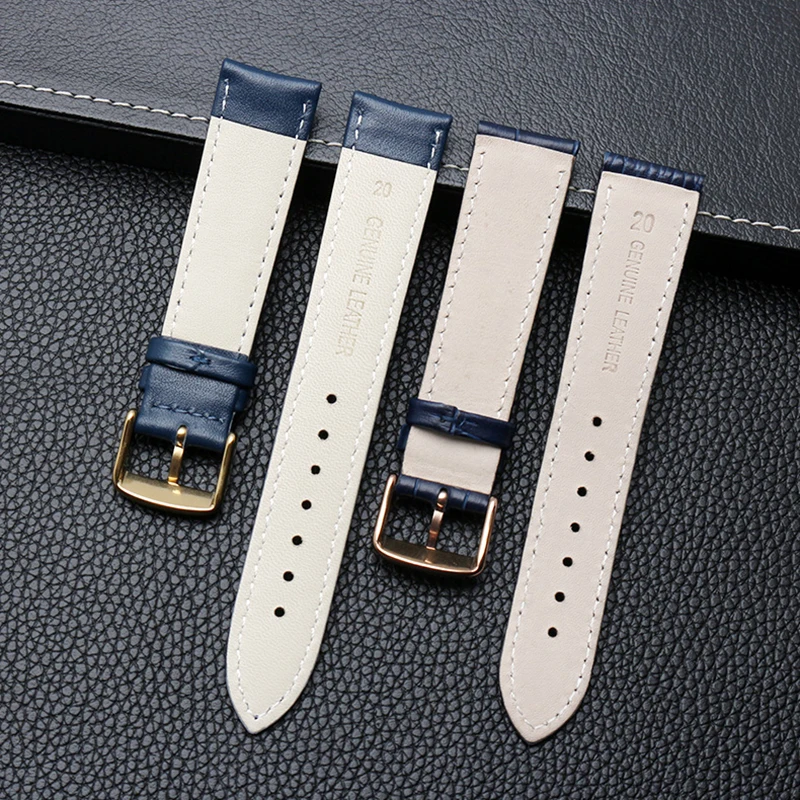 Cowhide Bracelet Blue color watch strap for citizen rossini watchband 14mm 16mm 18 19 20mm 21mm 22mm 23mm watch band wholesale