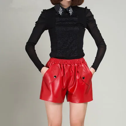 

Top brand Leather Shorts 2020 Women Sheepskin Shorts KS4 high quality