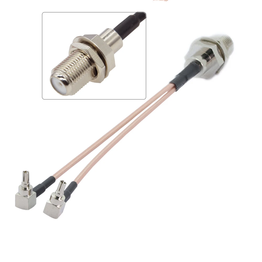 F hembra un 2x TS9 hombre ángulo recto de 3G/4G Cable de extensión de antena tipo Y TS9 F combinador divisor RG316 RG174 15CM