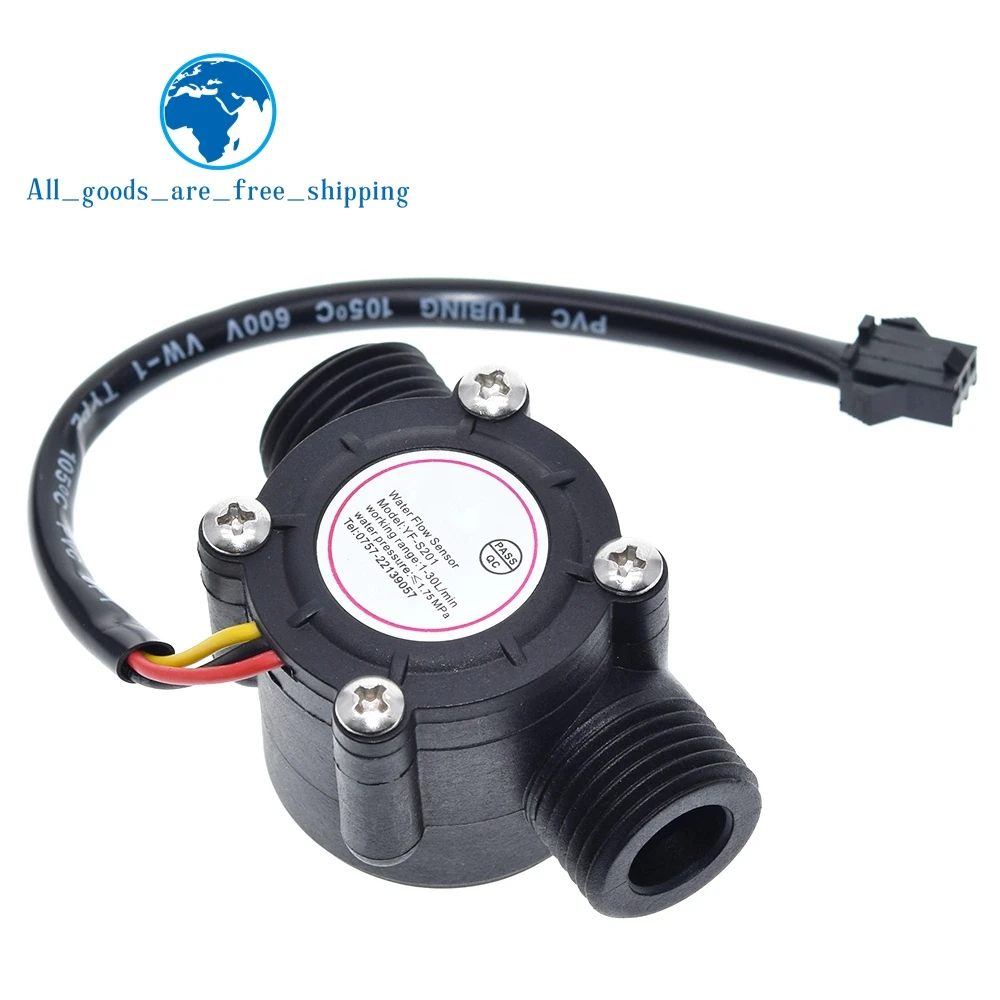 TZT Water flow sensor flowmeter Hall flow sensor Water control 1-30L/min 2.0MPa YF-S201