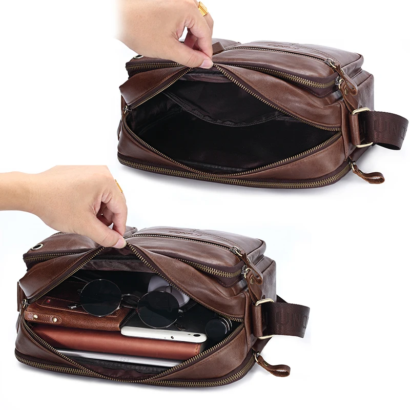 New 2024 Men Genuine Leather Shoulder Bag Casual Leather Men\'s Pad Messenger Bag Male Business Crossbody Bag Hot Handbag for Men