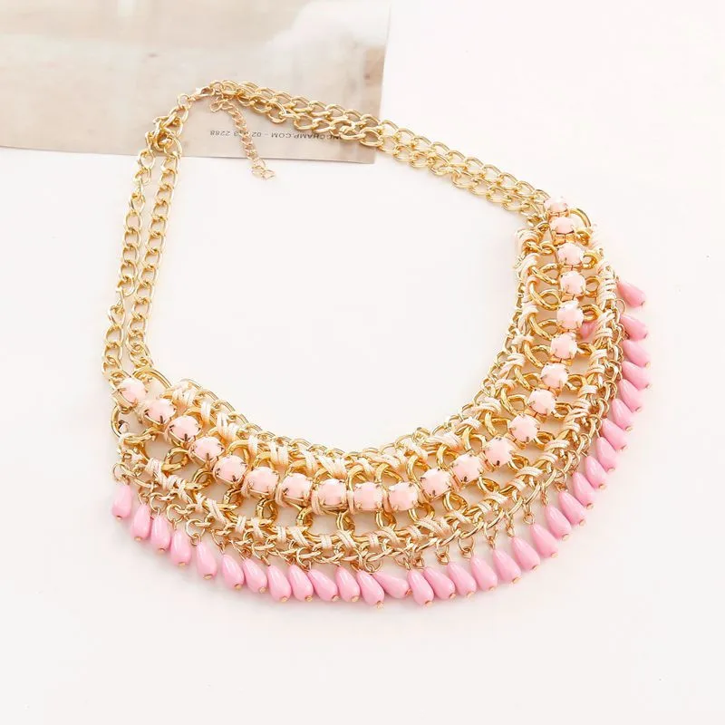 Trendy Fashion Ethnic Beads Collar Choker Necklace Woman Bohemian Crystal Tassel Handwork Maxi Pendants Necklaces Jewelry Hot