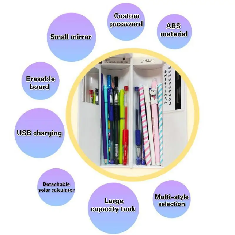 새로운 암호 연필 케이스 다기능 Usb 충전 계산기 대용량 펜 상자, 소년 소녀를 위한 학교 문구 용품