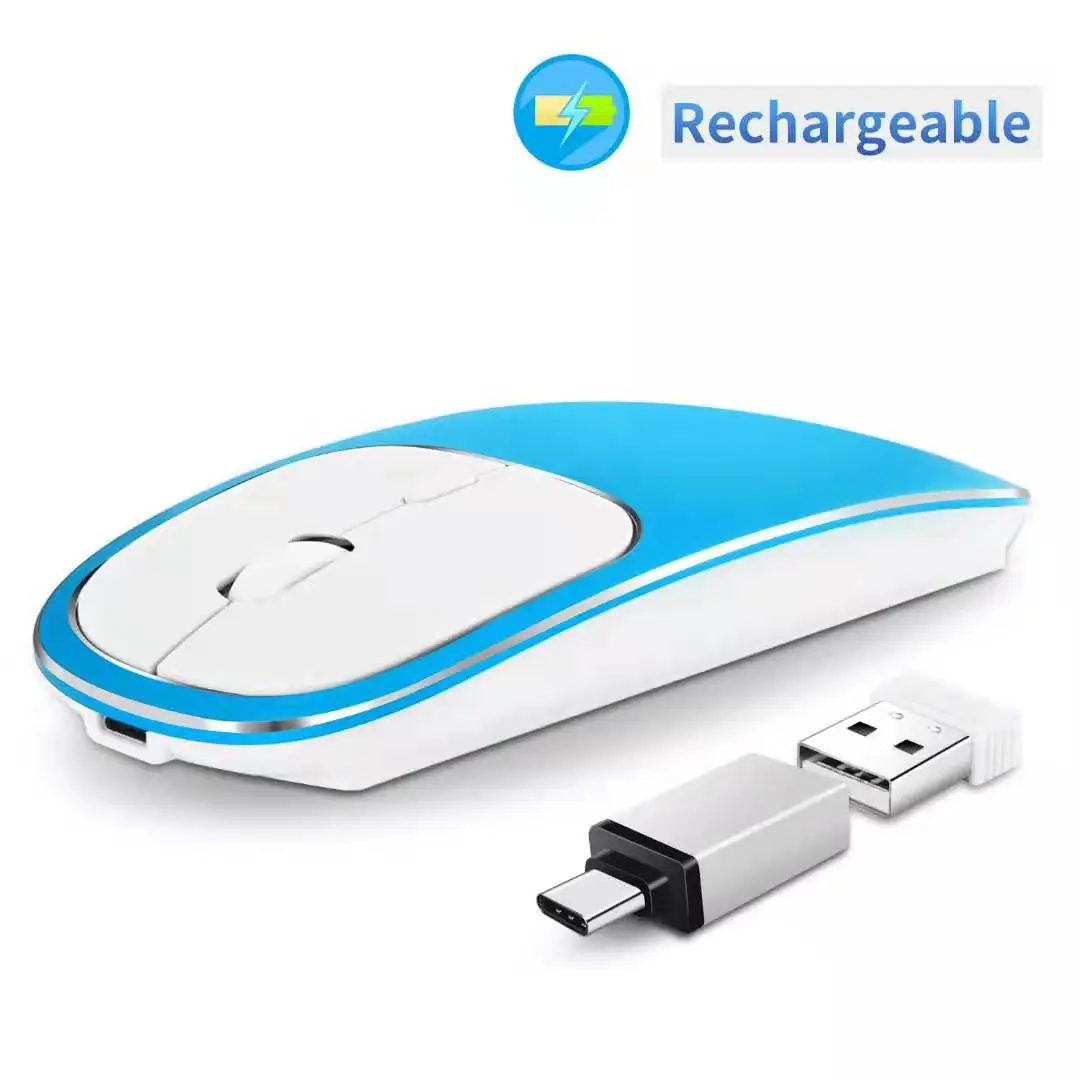 Ratón inalámbrico recargable para ordenador, periférico ergonómico, silencioso, Mini PC, 2,4 GHz, USB óptico para portátil