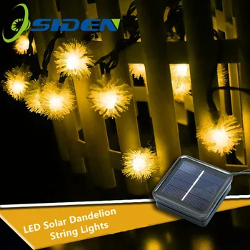 Led luzes de fadas cordas dandelion solar à prova ddanágua peludo snowball lâmpada 5/7m para festa de casamento natal jardim decoração ao ar livre