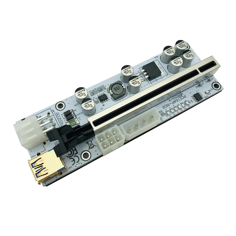 1-10PCS PCIE Riser สำหรับการ์ด GPU Mining VER010 USB 3.0 PCI-E X1 Riser การ์ด PCI express X16 Extender สำหรับ Bitcoin Miner