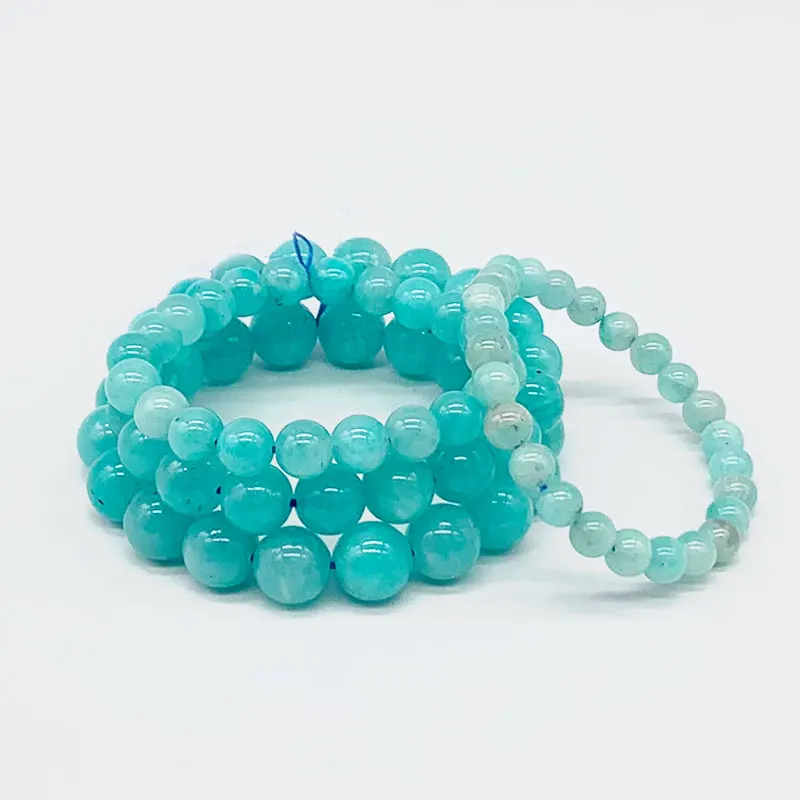 A+ New Nature Amazonite Not Dyed 100% Really Color Round Bead Bracelet For Girl Women Nature 4-12 MM Not Glass Good Quality