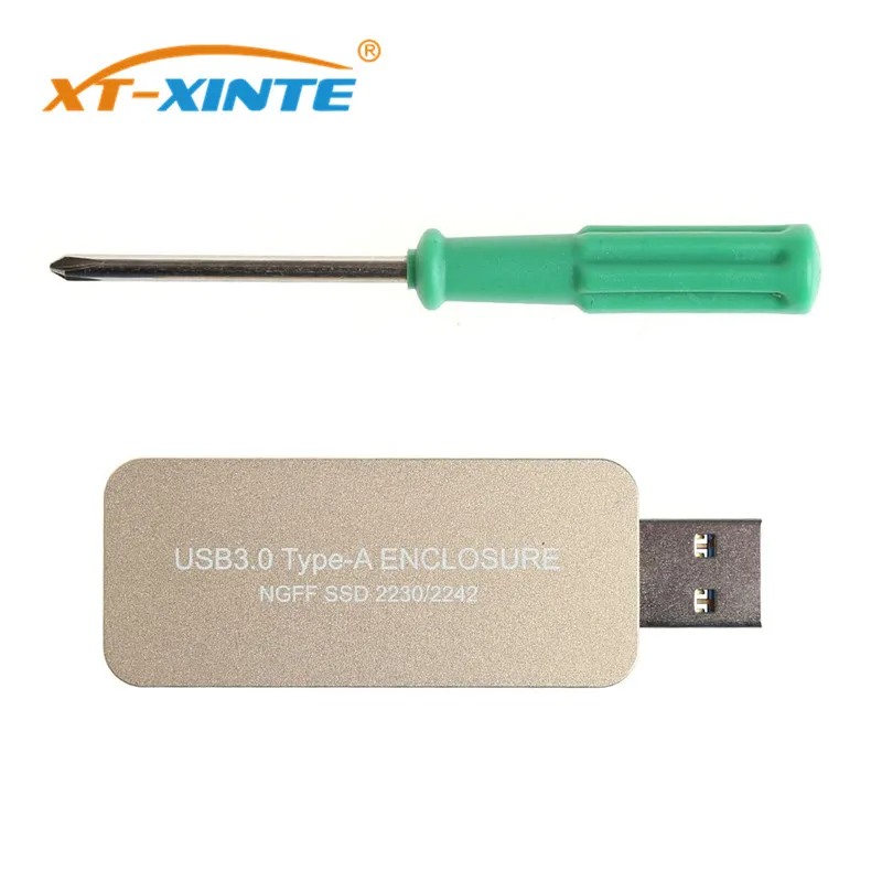 

XT-XINTE M2 SATA SSD Case USB3.0 Type-A to M.2 SSD Enclosure B Key for NGFF 2230 2242 SATA HDD Solid State Drive External Box