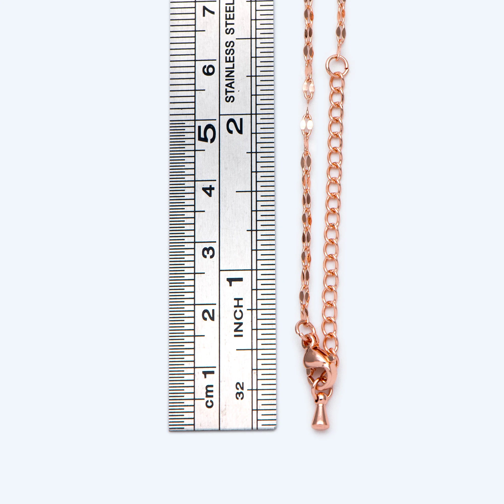 Rose Gold Plated Stainless Steel Necklaces 2mm, Finished Necklace with Adjustable Extender Chain, Ready to Wear (#LK-450-2)