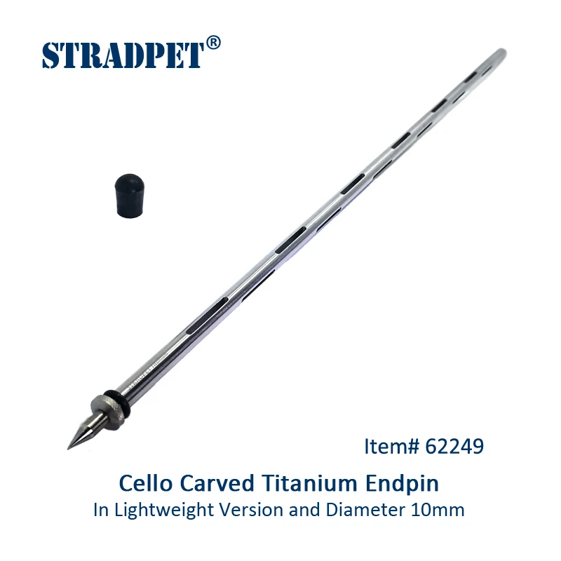 Endpin Titanium Solid STRADPET atau Endpin Titanium Berukir untuk Cello dengan Diameter 8Mm & 10Mm, Panjang 595 Mm