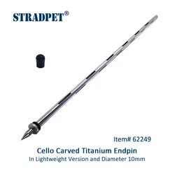 STRADPET-Endpin Titânio Sólido para Violoncelo, Esculpido em Diâmetro 8mm e 10mm, Comprimento 595 mm