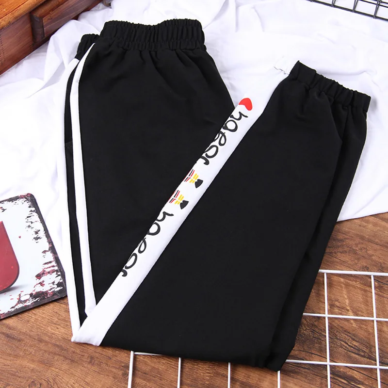 Spring and Autumn 2022 new women's printing Splicing Harem Pants hip hop fashion loose Elastic waist female Casual sports pants