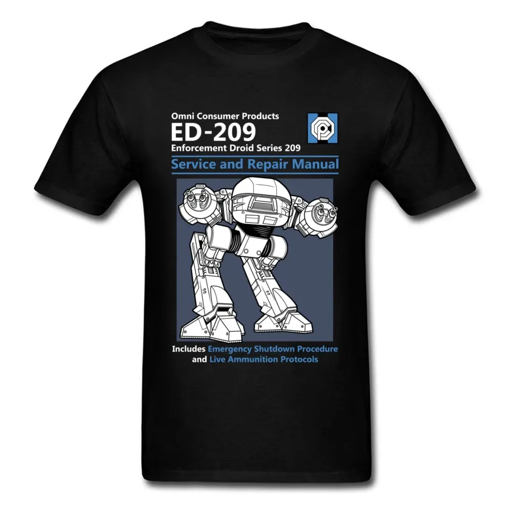 Blue Men T Shirt Summer Fashion Casual Tshirt Printing Robot ED 209 Men\'s Top Quality Full Cotton Clothing Mens Tee Shirt