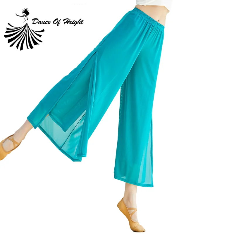 Gauze Wide Leg Pants Women\'s Classical Dancer Trousers Two Layer See Through Dance Practice Clothes Side Split Flowy Hot Sell