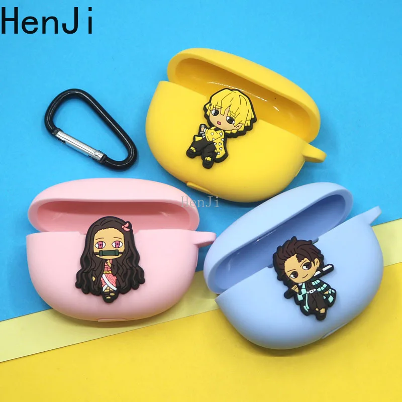 น่ารักการ์ตูน Demon Slayer หูฟังซิลิโคนสำหรับ Huawei Freebuds 4i ชุดหูฟัง Protector Shell อุปกรณ์เสริม Hook
