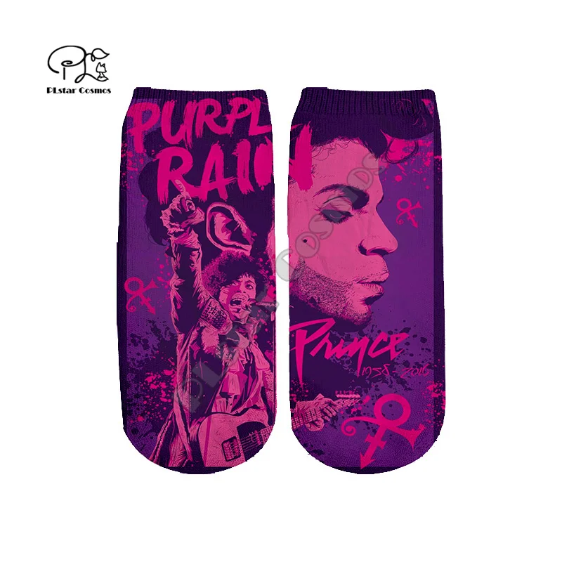 

PLstar Cosmos Popular Singer Prince Rogers Nelson Purple HipHop 3DPrint Women/Men Unisex Cotton Funny Casual Short Ankle Socks 3