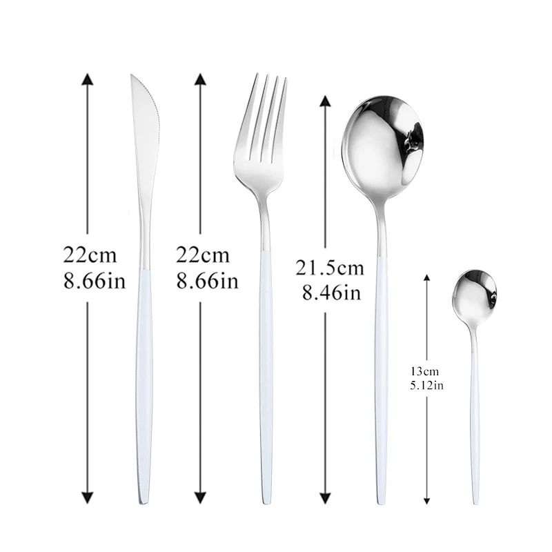 Silverware Dinnerware Silver Cutlery Set 304 Stainless Steel Luxury Flatware Home Fork Spoon Knife Kitchen Dinner Set Dropship