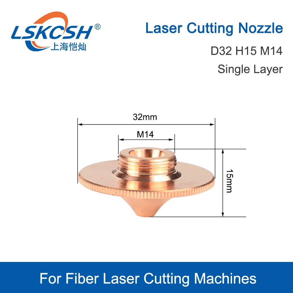 Imagem -02 - Lskcsh-bico Laser para Corte de Fibra Raytools Ferramenta de Corte Rápido com 10 Tamanhos para Modelos D32 H15 M14 mm 0.8 a 4.0 Camada Única Dupla