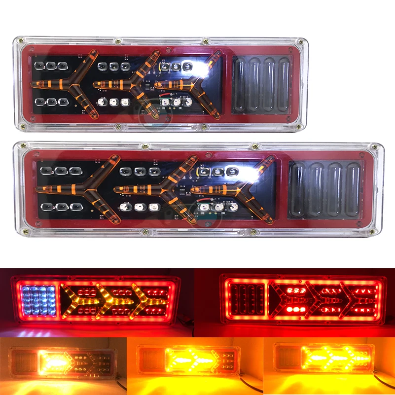 

2Pcs universal 24V Truck LED Rear Tail Light trailer Rear Taillight stop lorry bus brake reverse turn indicator external lamp