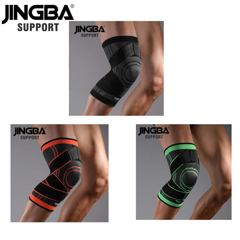 JINGBA SUPPORT 1PCS Sports fitness Knee Pads Support Bandage Braces Compression Sleeve for Basketball Volleyball Tennis Cycling