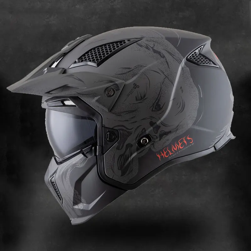 Authentic Profession Motorcross off-road motorcycle helmet men personality full face locomotive pull four highway safety helmet