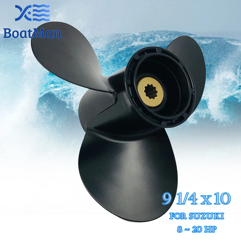 Boat Propeller 9 1/4x10 For Suzuki Outboard Motor 8 HP 9.9HP 15HP 20HP  Aluminum 10 Tooth Spline Engine Part 58100-90L60-019