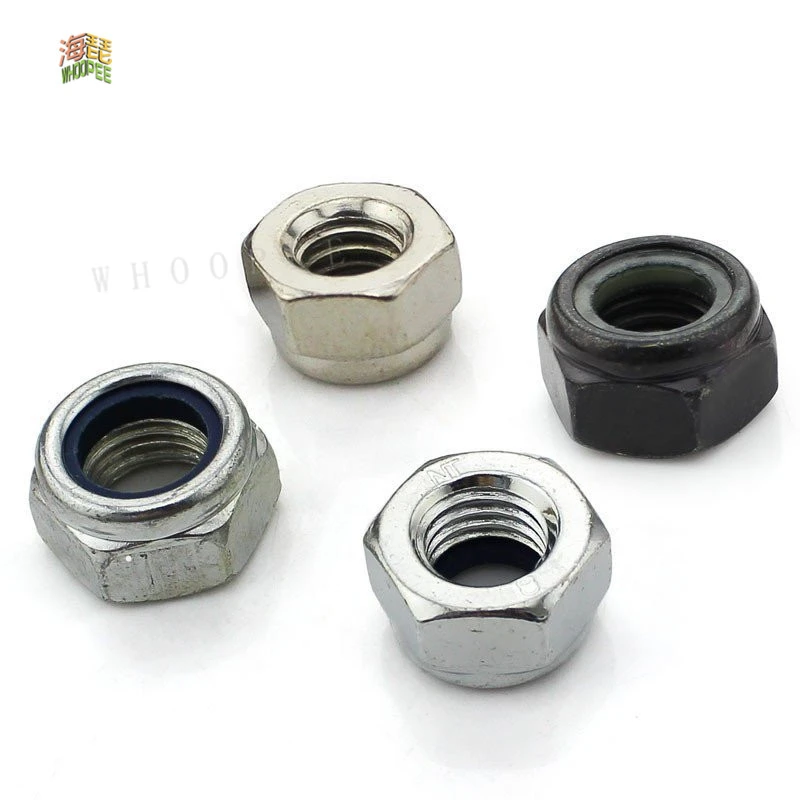 

50X M2 M2.5 M3 M4 M5 M6 304 Stainless Steel Carbon Steel Black Zinc-plated Hex Nylon Insert Lock Nut Self-locking Nylock Locknut