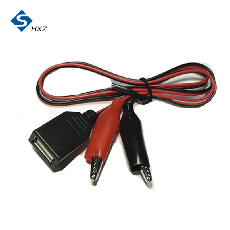 DIY สายจ่ายไฟสีแดงสีดำจระเข้คลิปหัวต่อ USB ตัวผู้แหล่งจ่ายไฟอะแดปเตอร์58ซม.