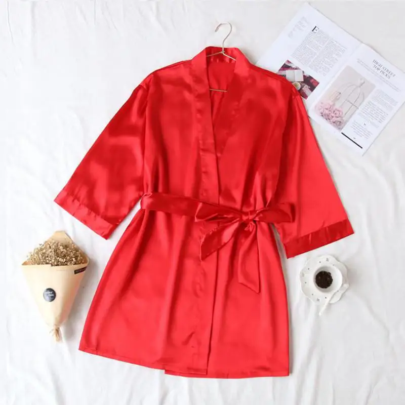 Verão champanhe chinês noiva casamento robe cetim sleepwear feminino camisola sexy senhora kimono roupão de banho vestido